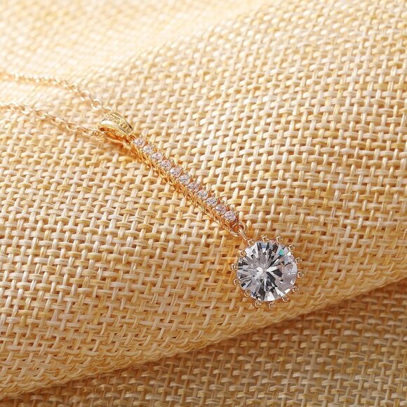 Dazzling Round Sun Flower CZ Long Pendant Necklace for Women, EVGG1112 - Picture 8 of 13